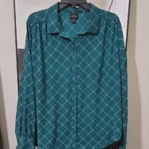 Teal Geometric Print Blouse